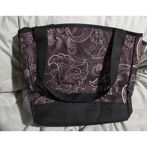 Fit & Fresh Insulated Lunch Tote Bag Black Pink Paisley Thermal Cooler Zipper